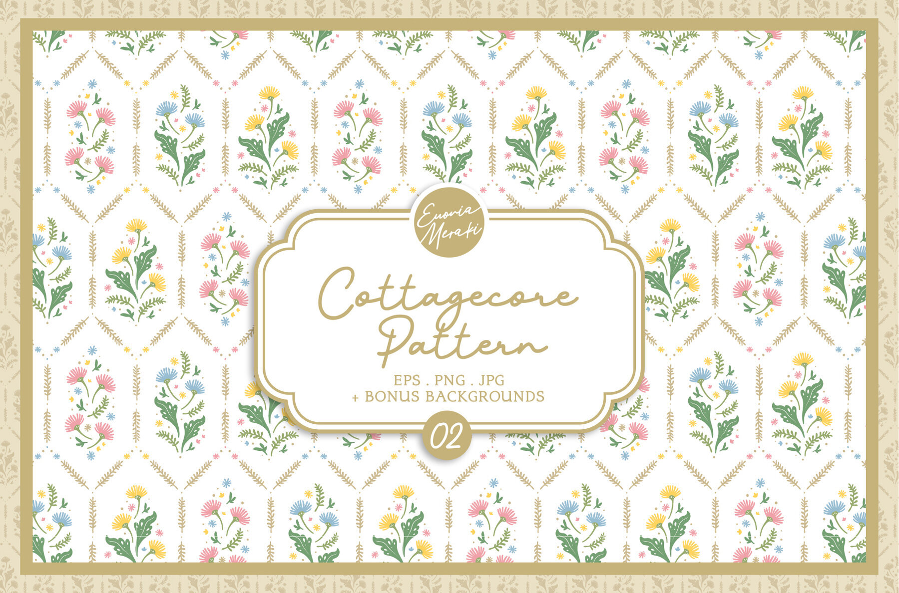 Cottagecore Pattern 2 Vintage Floral 1