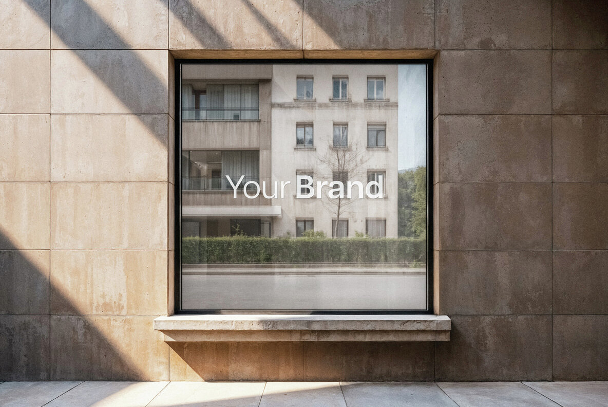 Square Window Sticker Mockup 4