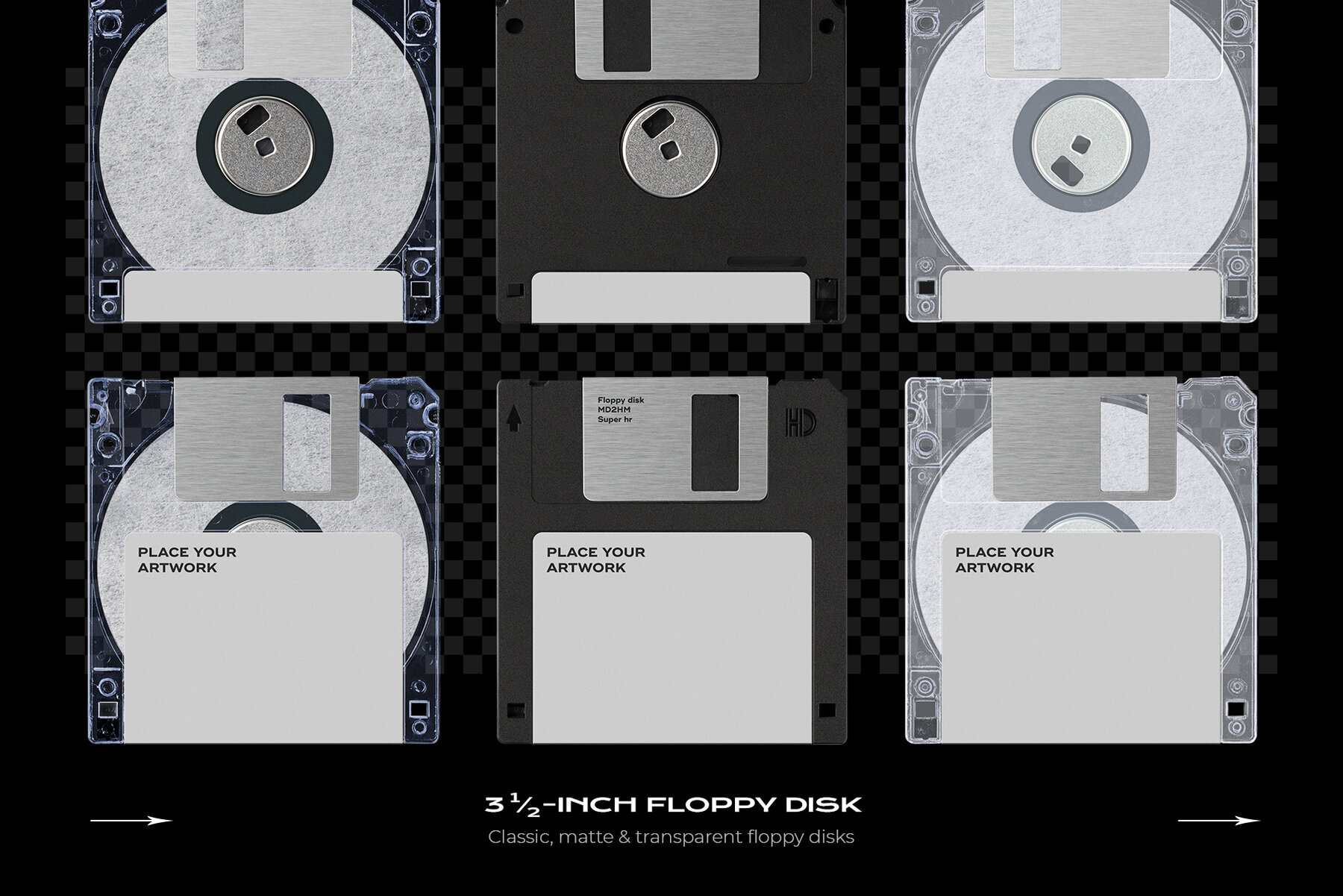 Floppy Disk Retro Mockup Template Bundle 3