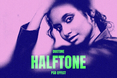 Duotone Halftone Image Effect Mockup