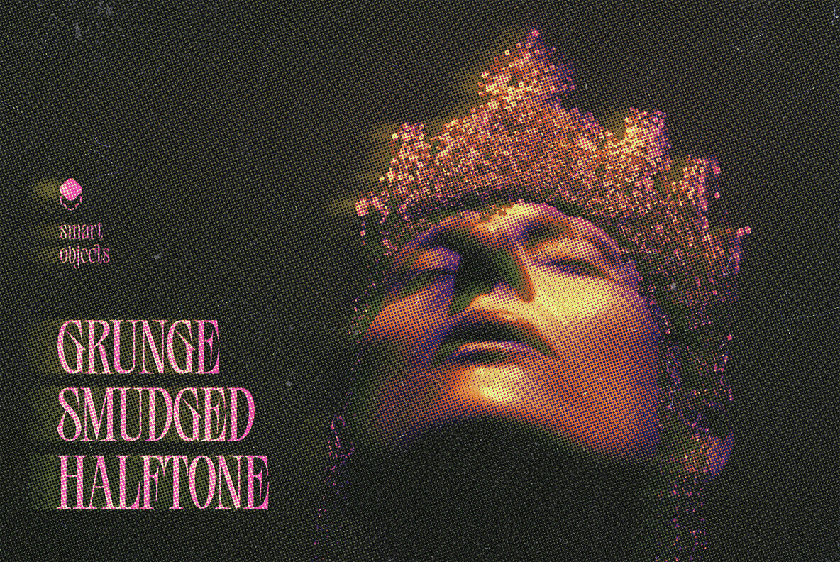 Grunge Smudged Halftone Photo Effect 1