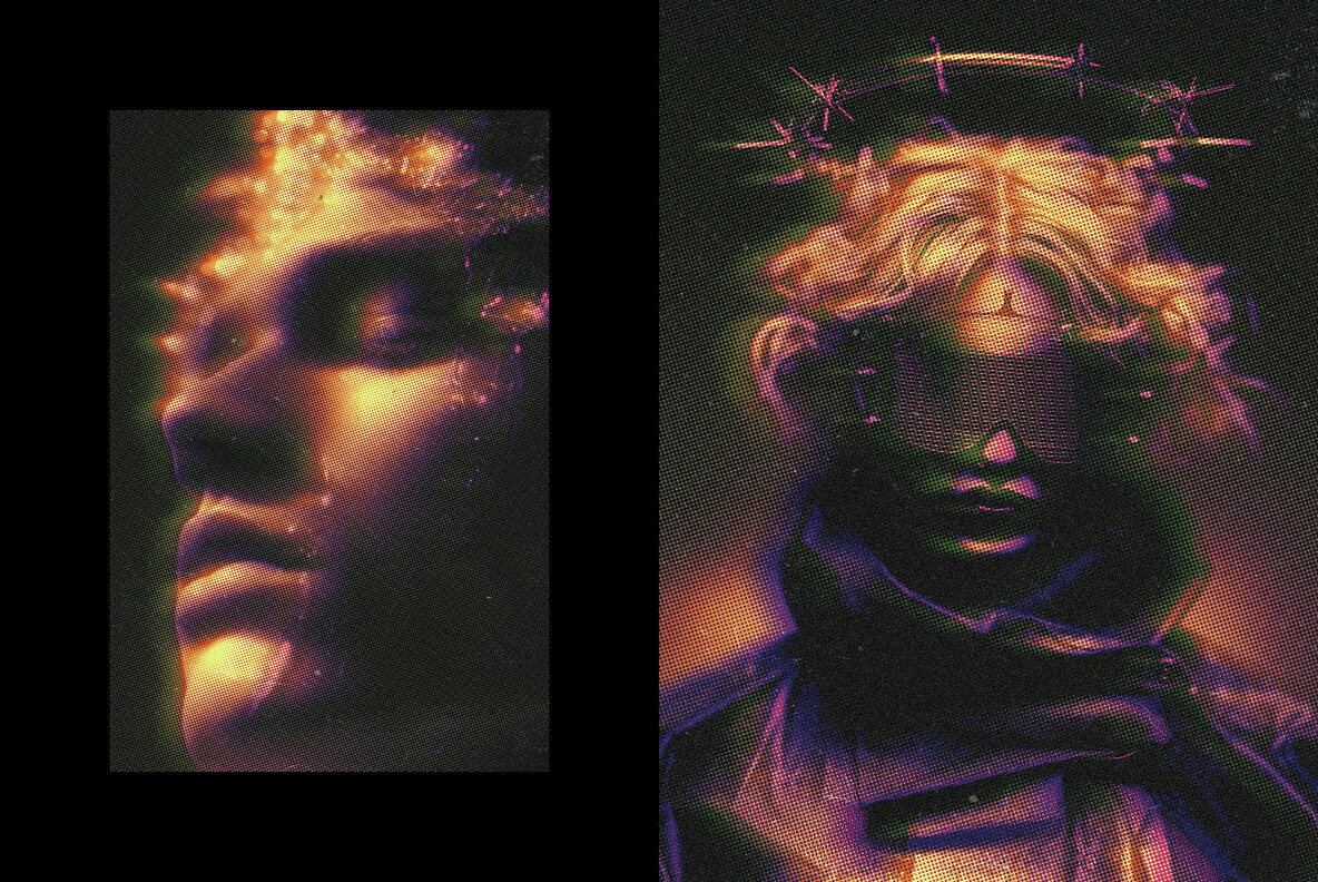 Grunge Smudged Halftone Photo Effect 2