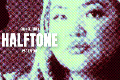 Duotone Halftone Image Effect Mockup