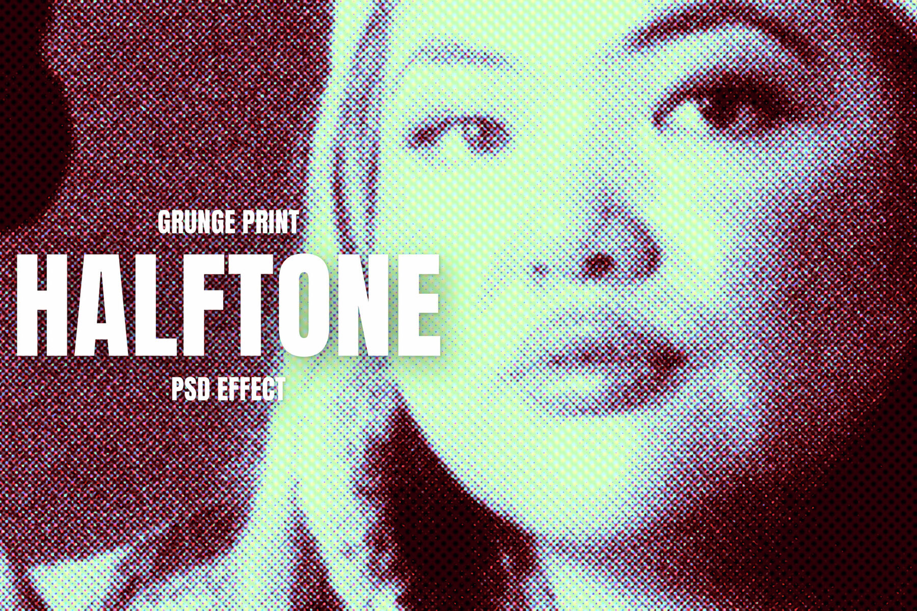 Duotone Halftone Image Effect Mockup 1