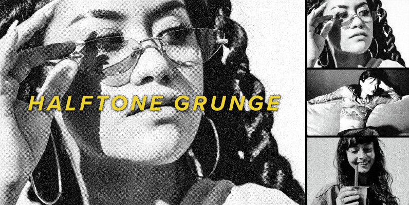 Black and White Halftone Image Effect Mockup