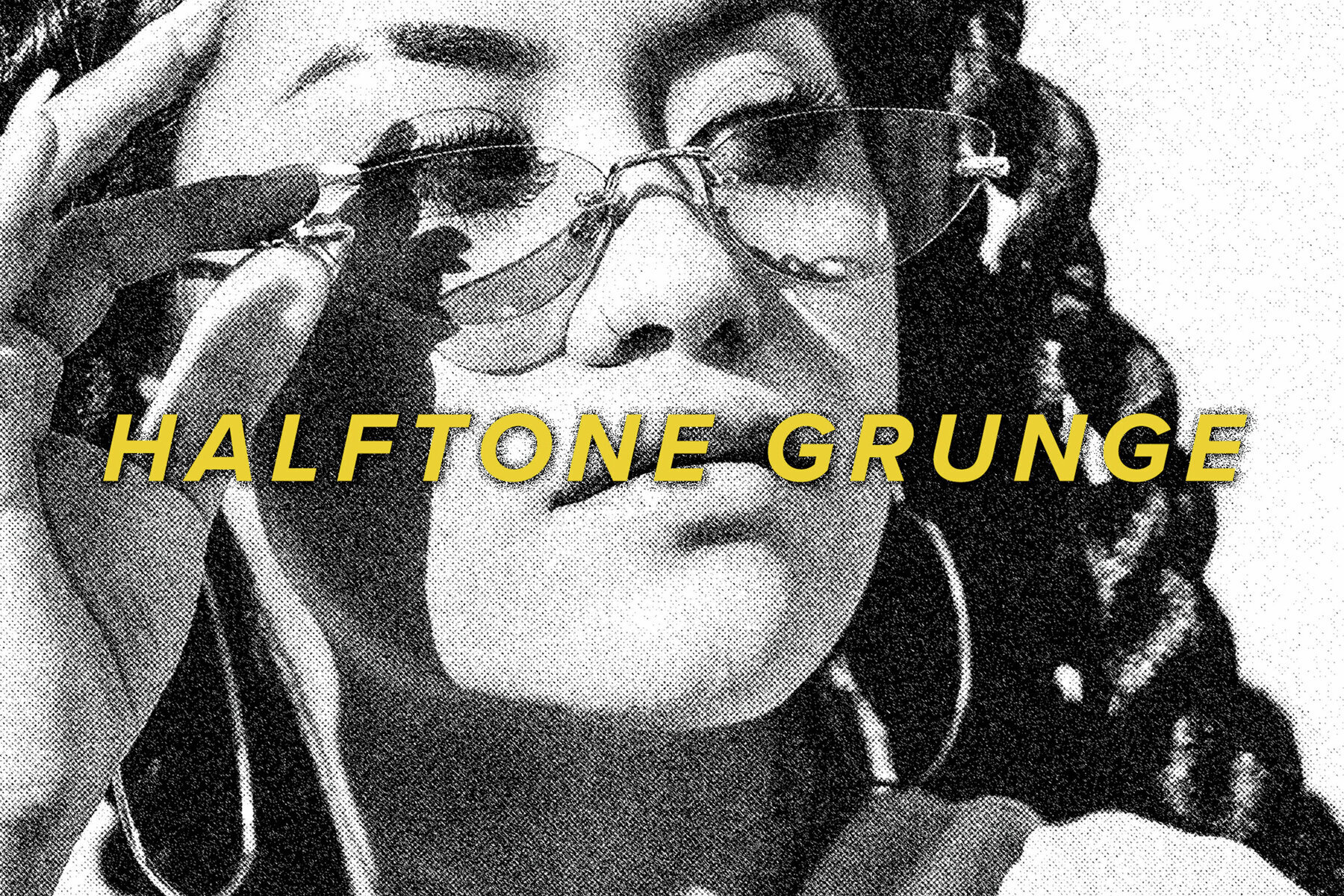 Black and White Halftone Image Effect Mockup 1