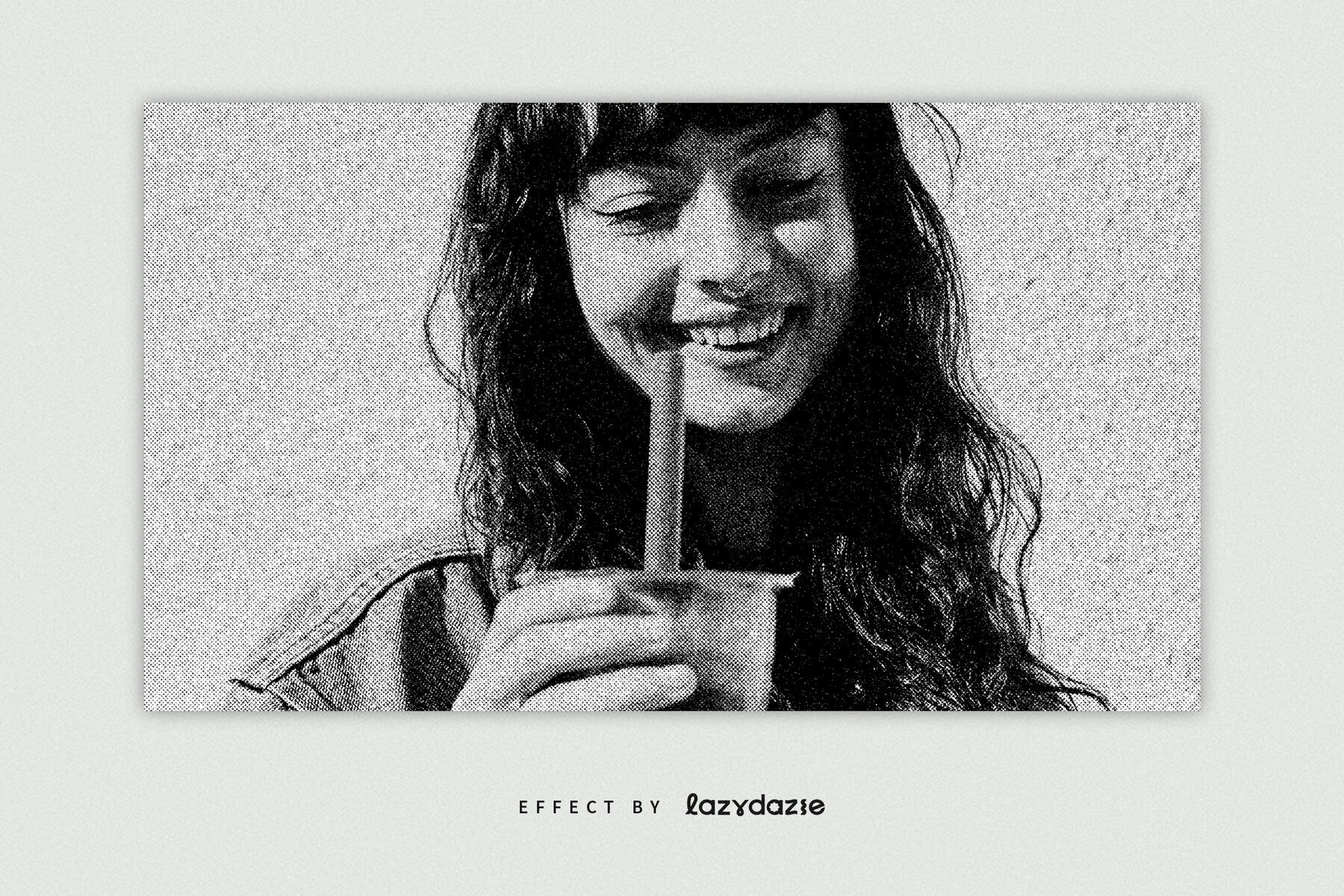 Black and White Halftone Image Effect Mockup 3