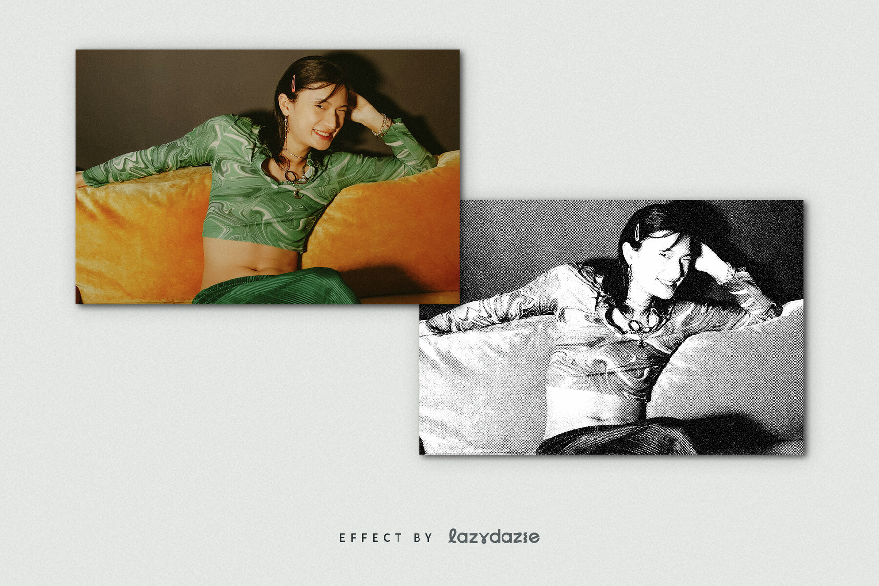 Black and White Halftone Image Effect Mockup 8