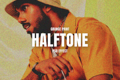 Grunge Halftone Image Effect Mockup