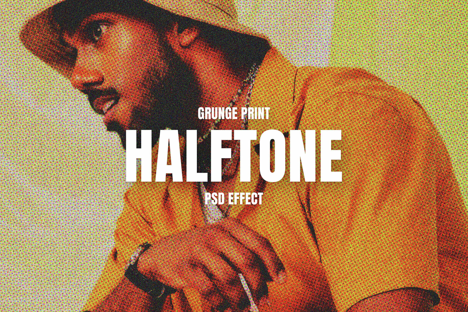 Grunge Halftone Image Effect Mockup 1