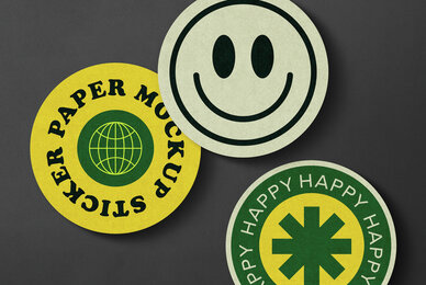 Round Paper Stickers Mockup