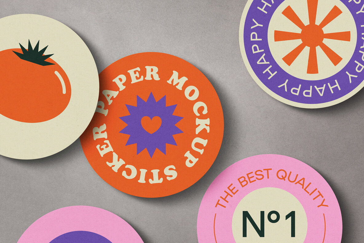 Round Paper Stickers Mockup 3