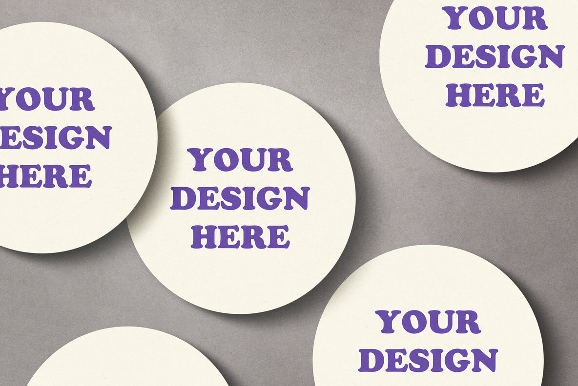 Round Paper Stickers Mockup 4