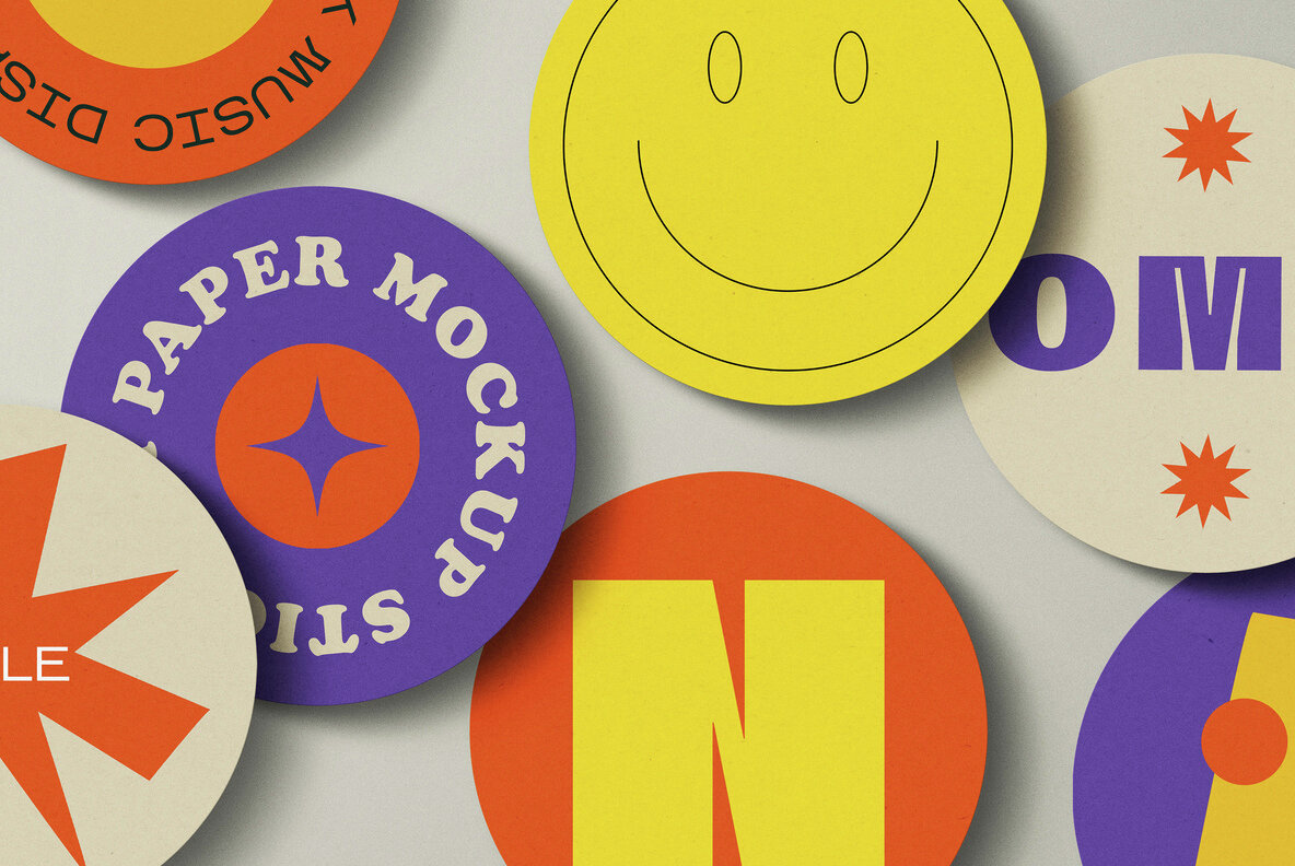 Round Paper Stickers Mockup 5