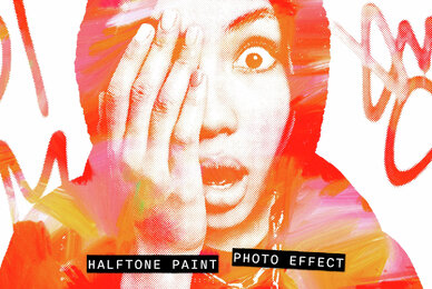 Halftone Paint Image Effect Mockup