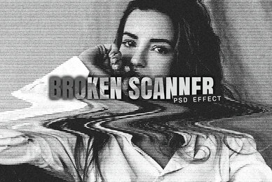 Broken Scanner Image Effect Mockup