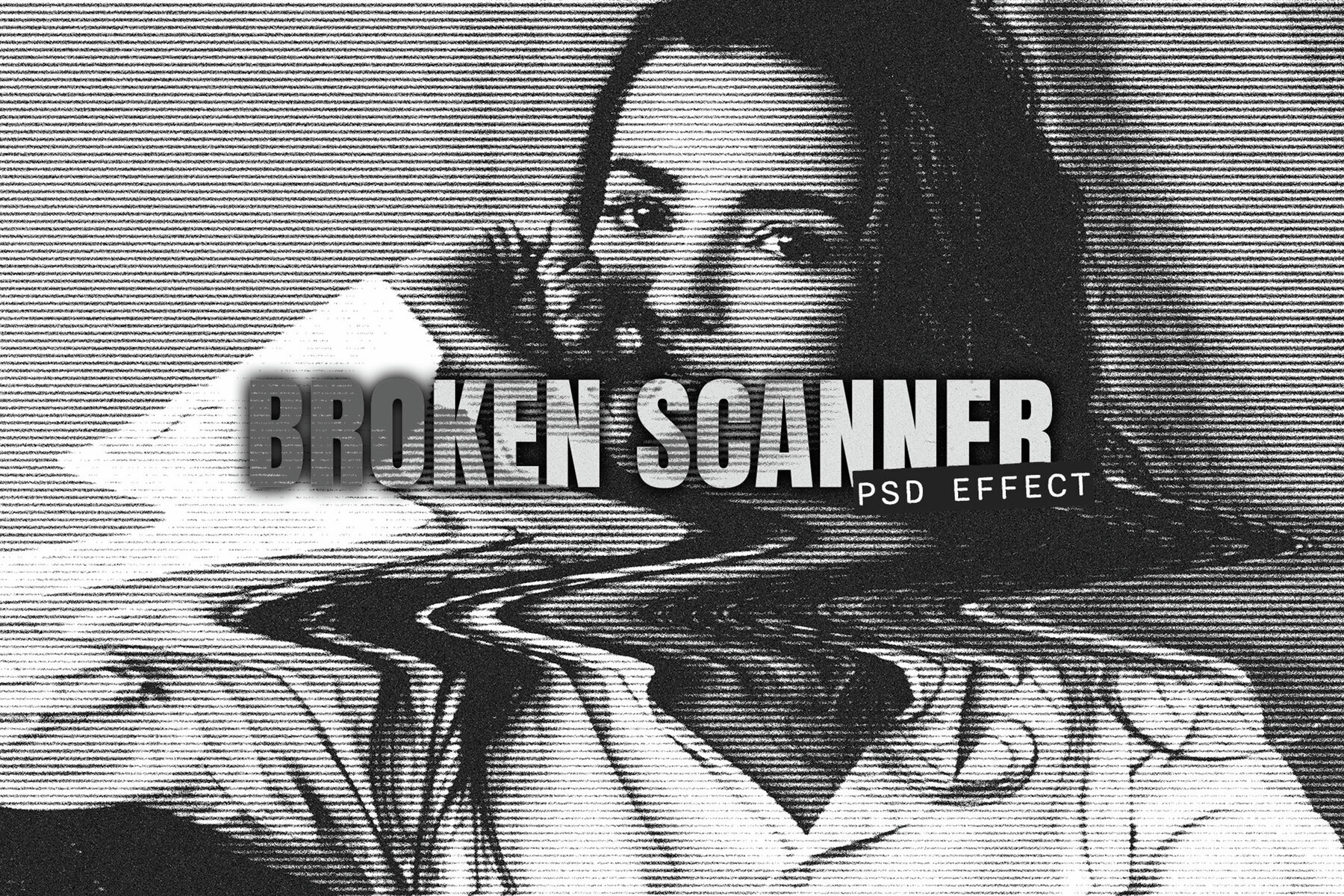 Broken Scanner Image Effect Mockup 1
