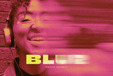 Halftone Smudge Image Effect Mockup