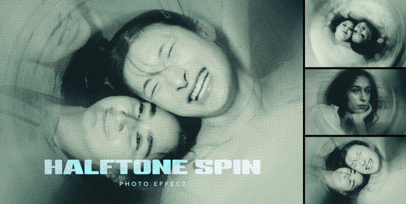 Halftone Spin Blur Image Effect Mockup