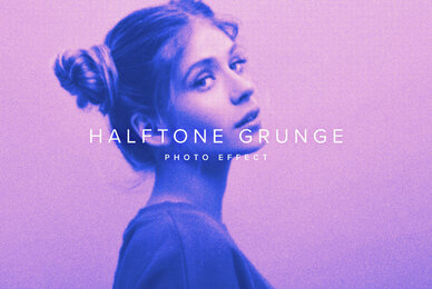 Grunge Halftone Image Effect Mockup