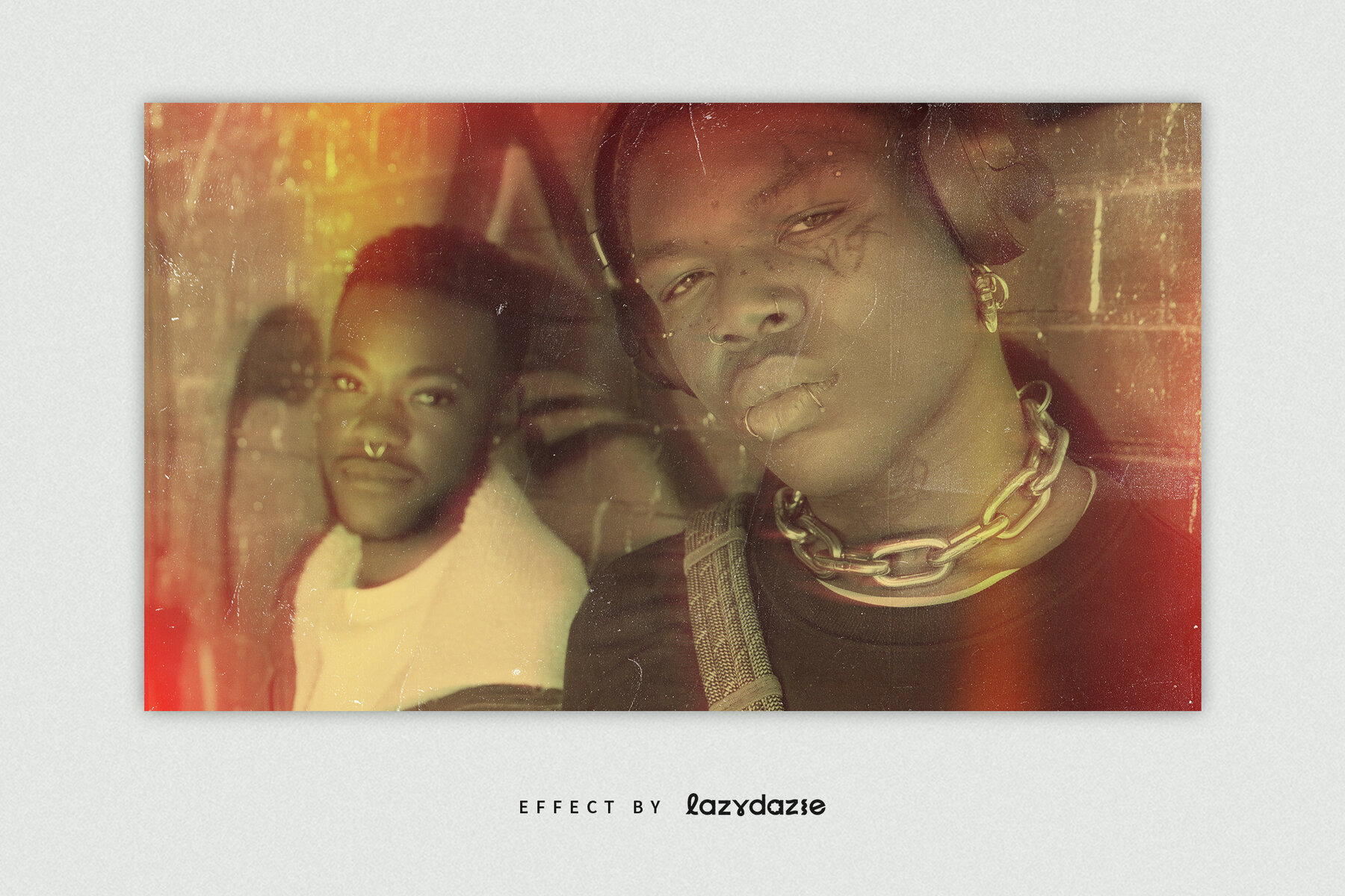 Worn Vintage Image Effect Mockup 3