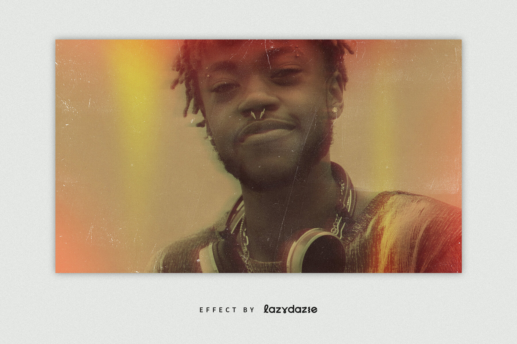 Worn Vintage Image Effect Mockup 5