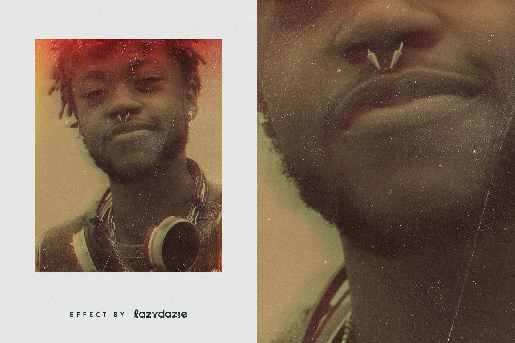 Worn Vintage Image Effect Mockup 6