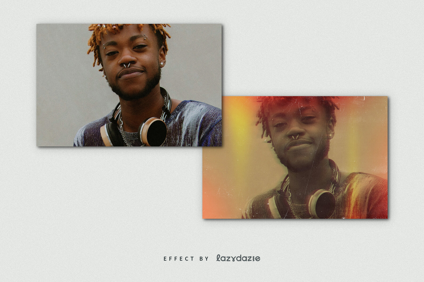 Worn Vintage Image Effect Mockup 8