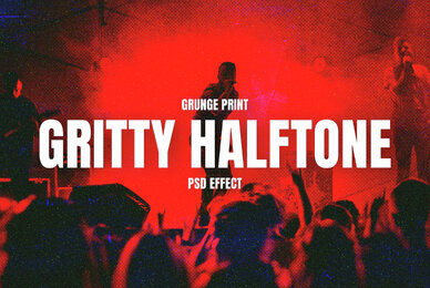 Red Gritty Halftone Image Effect Mockup