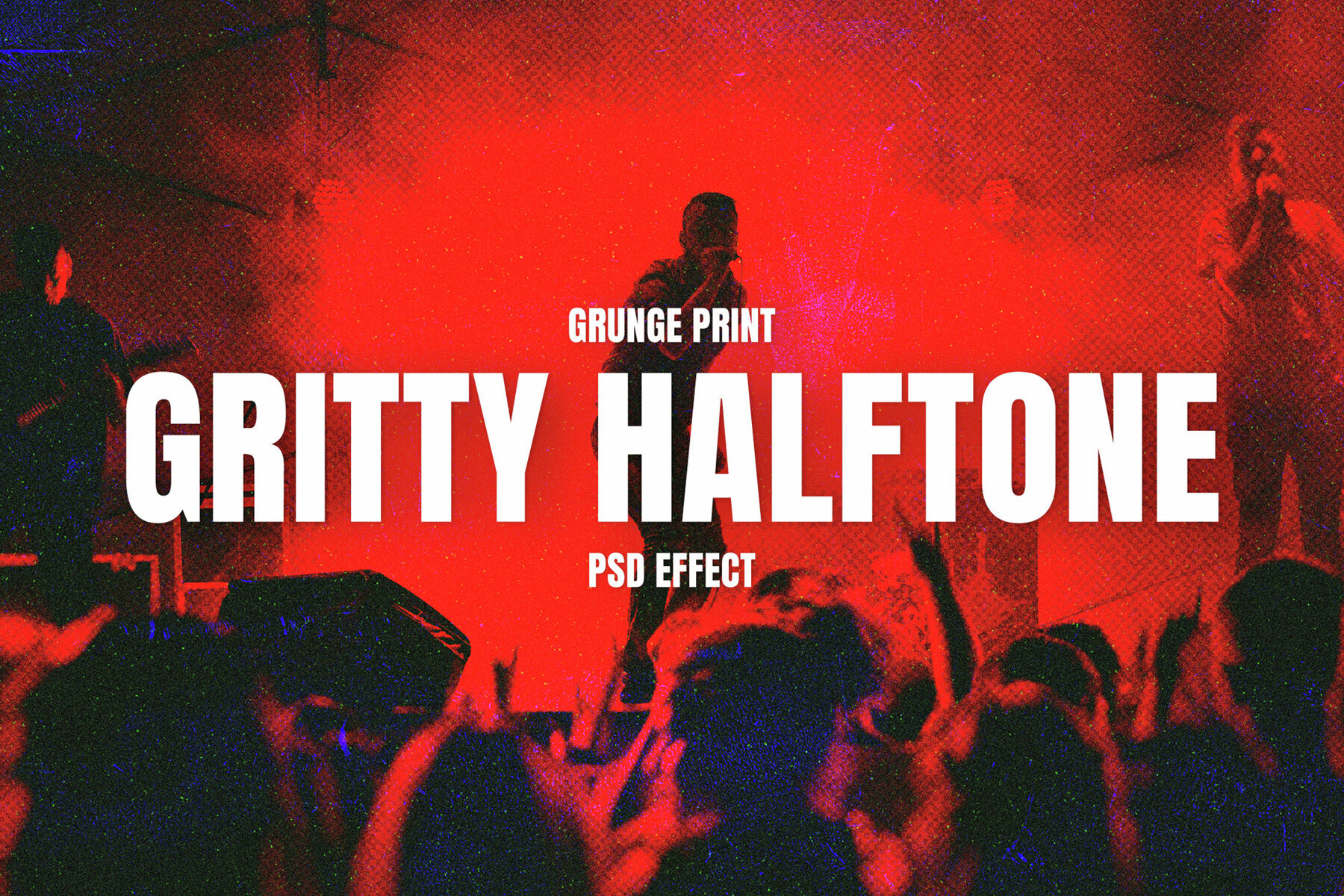 Red Gritty Halftone Image Effect Mockup 1