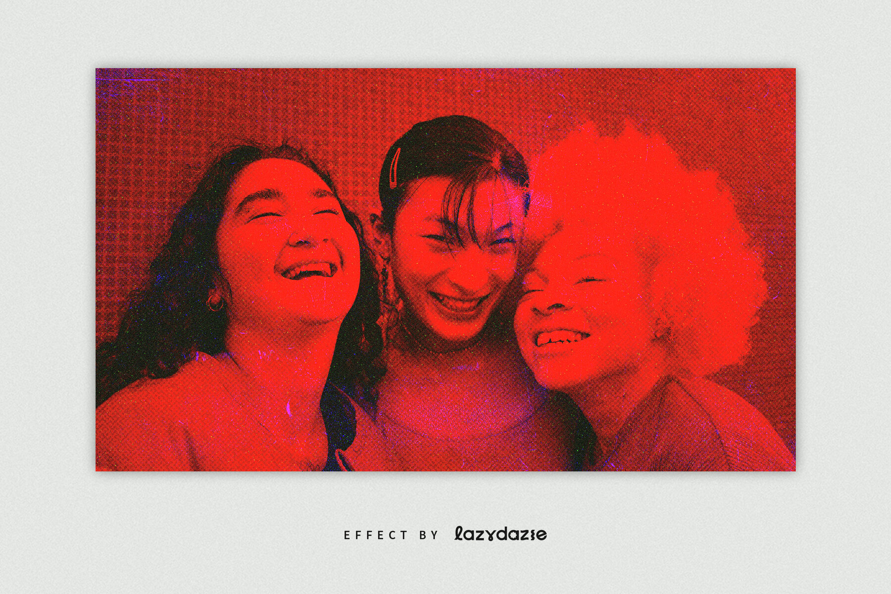 Red Gritty Halftone Image Effect Mockup 2