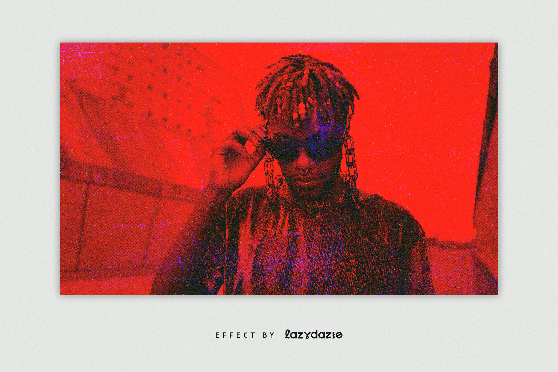 Red Gritty Halftone Image Effect Mockup 5