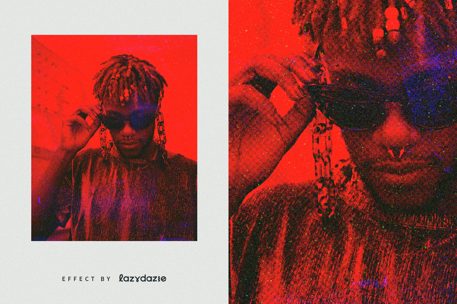 Red Gritty Halftone Image Effect Mockup 6