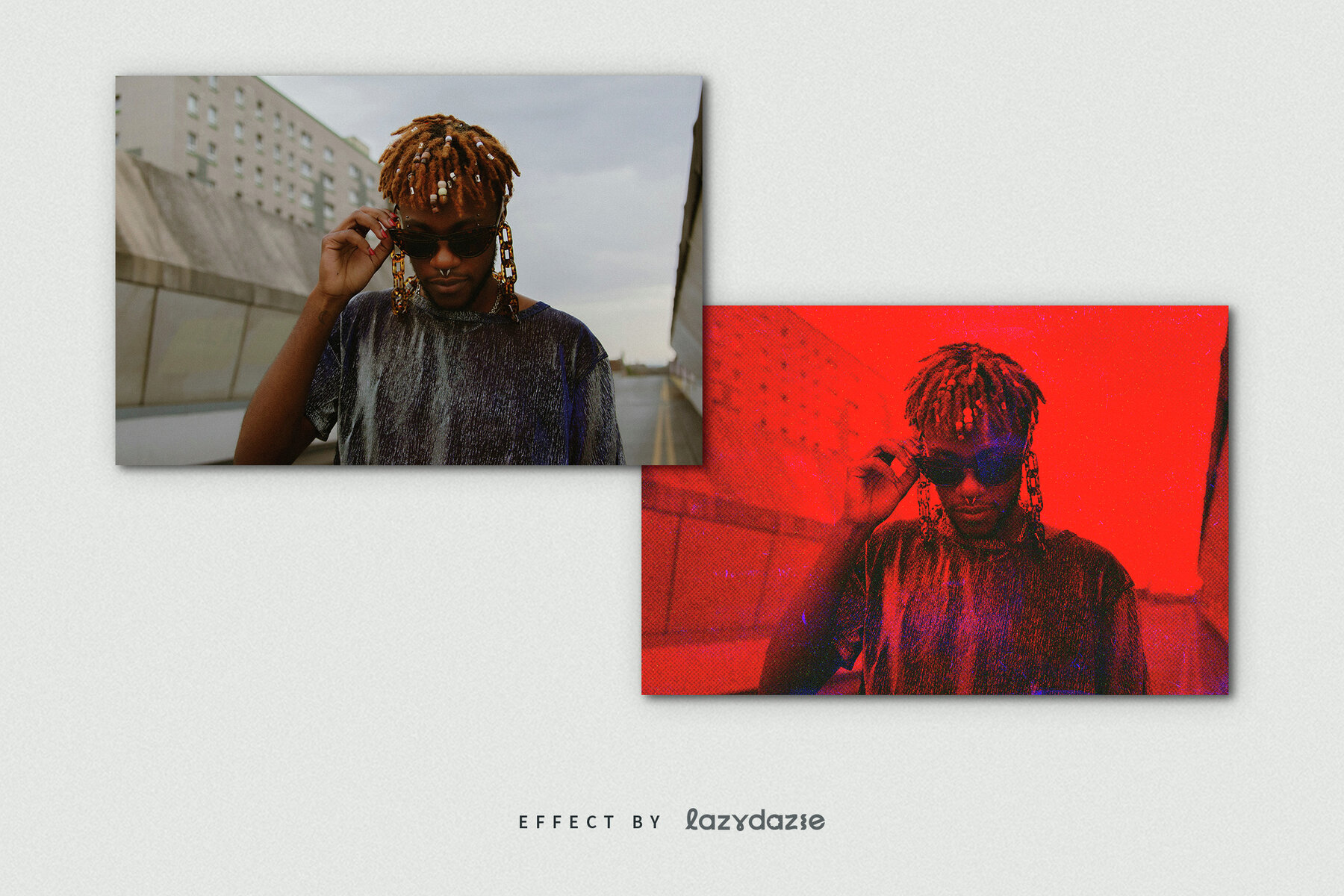 Red Gritty Halftone Image Effect Mockup 8