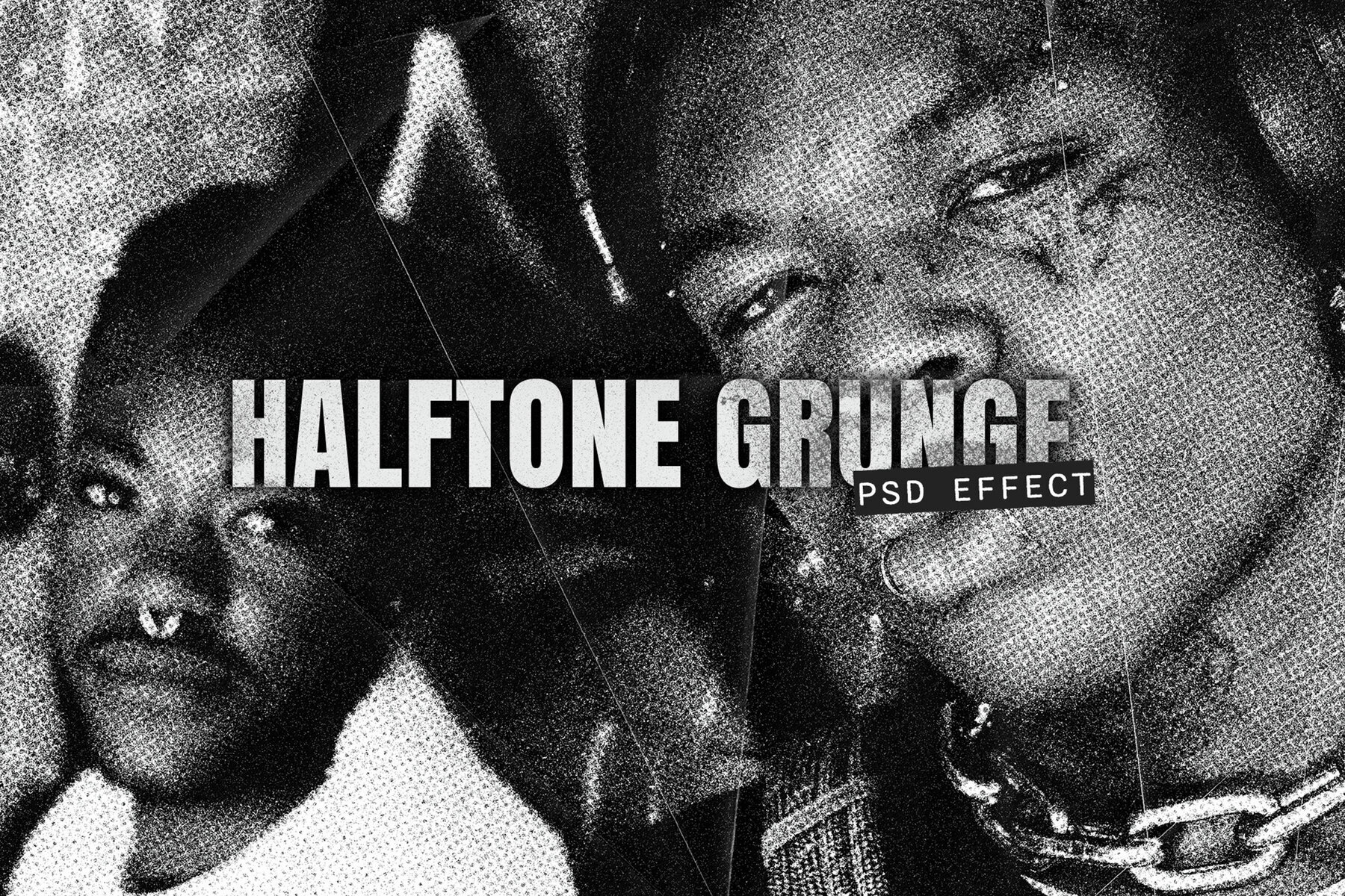 Halftone Grunge Image Effect Mockup 1