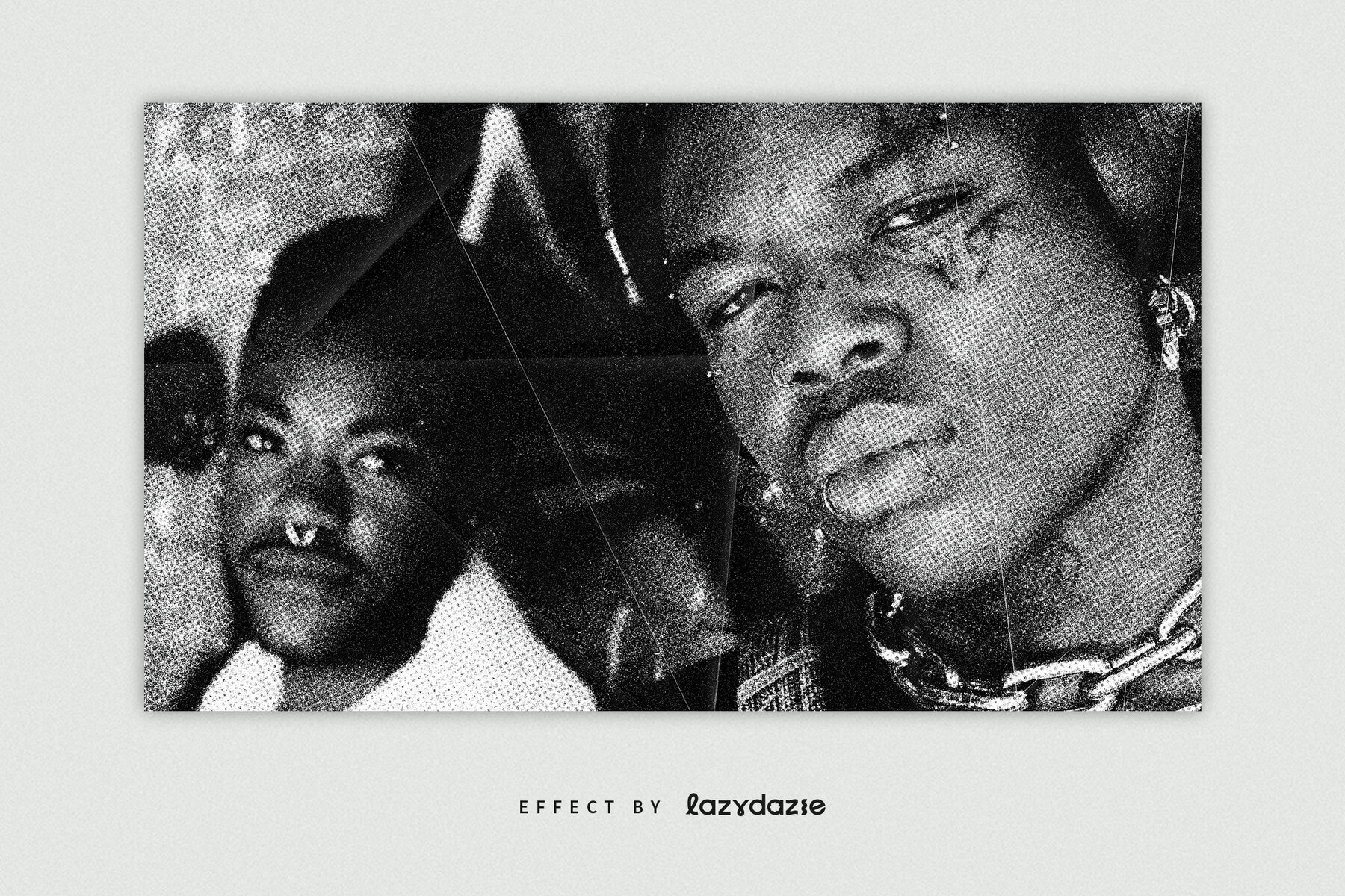 Halftone Grunge Image Effect Mockup 4