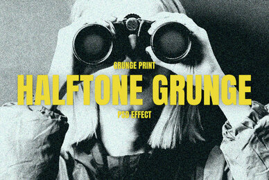 Halftone Grunge Image Effect Mockup