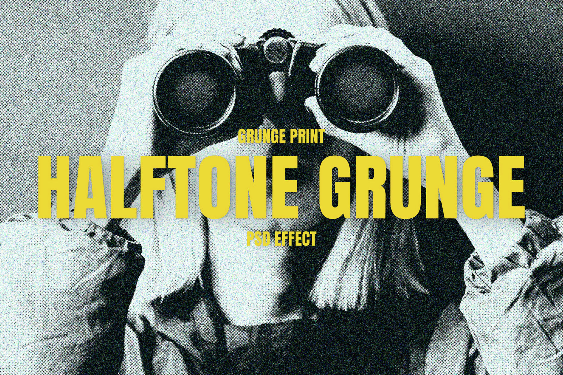 Halftone Grunge Image Effect Mockup 1