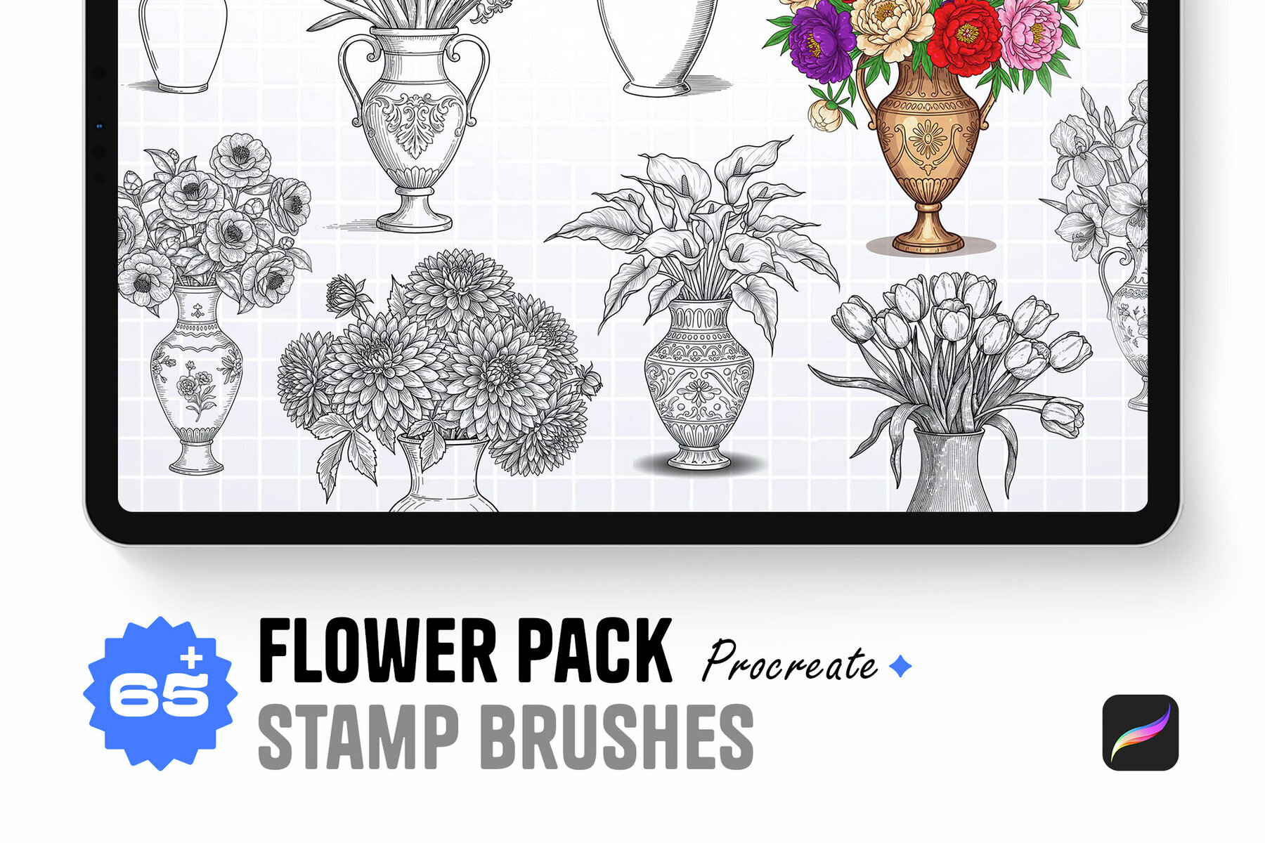 Flower Pack Procreate Stamp Brushes 1