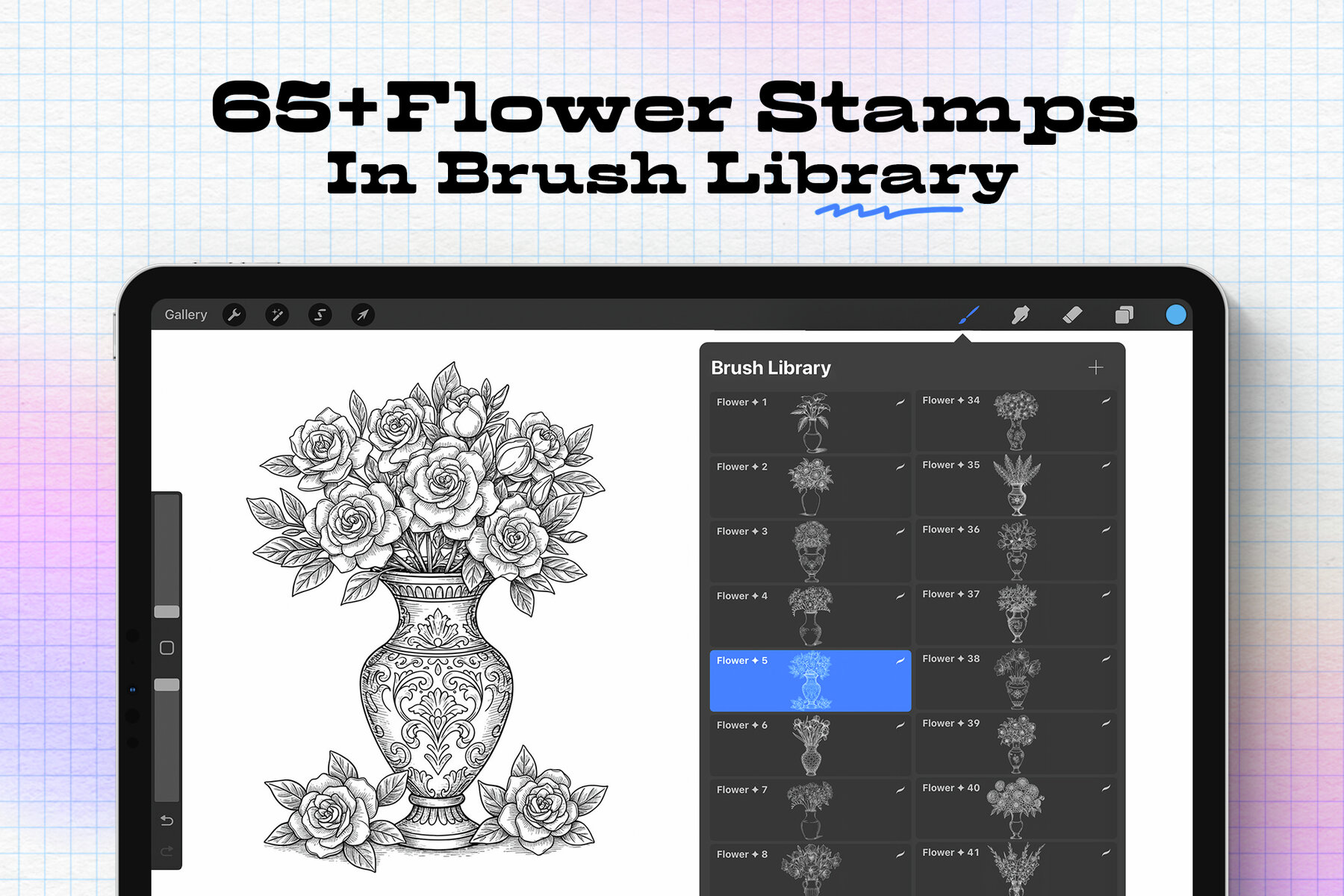 Flower Pack Procreate Stamp Brushes 4