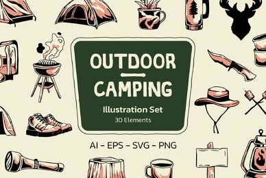 Outdoor Camping Illustration Set