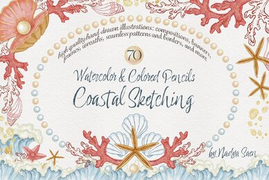 Coastal Sketch Watercolor and Colored Pencil Set