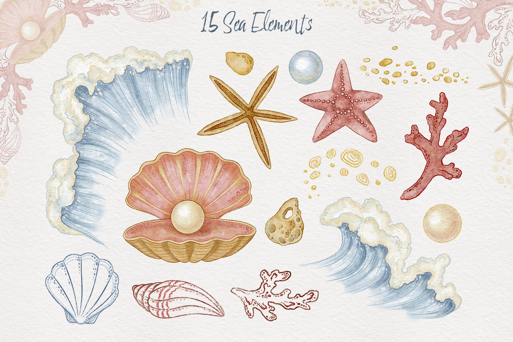 Coastal Sketch Watercolor and Colored Pencil Set 7