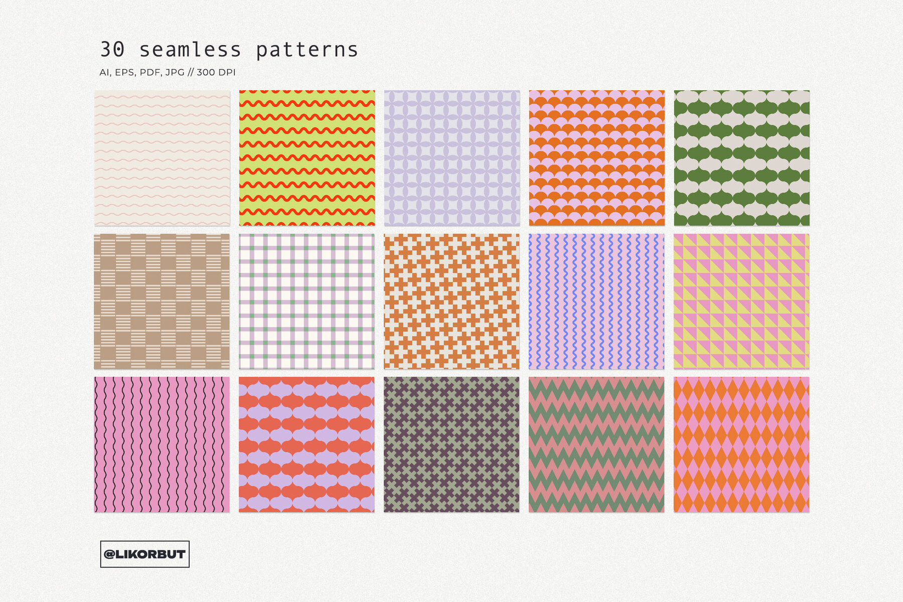 PIXEL Cozy Vintage Geometric Pattern Set 4