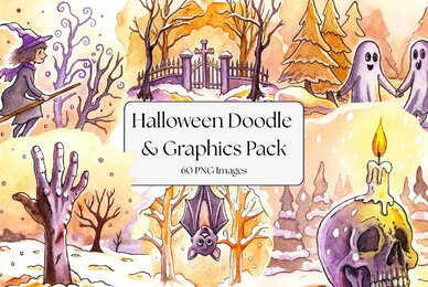 Spooky Doodle Halloween Graphics Pack