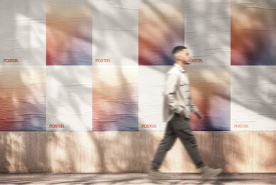 Glued Posters Wall Mockup