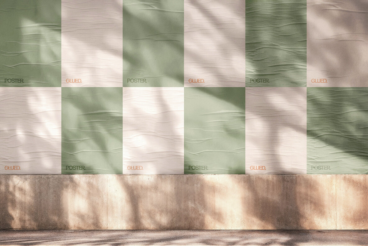 Glued Posters Wall Mockup 2