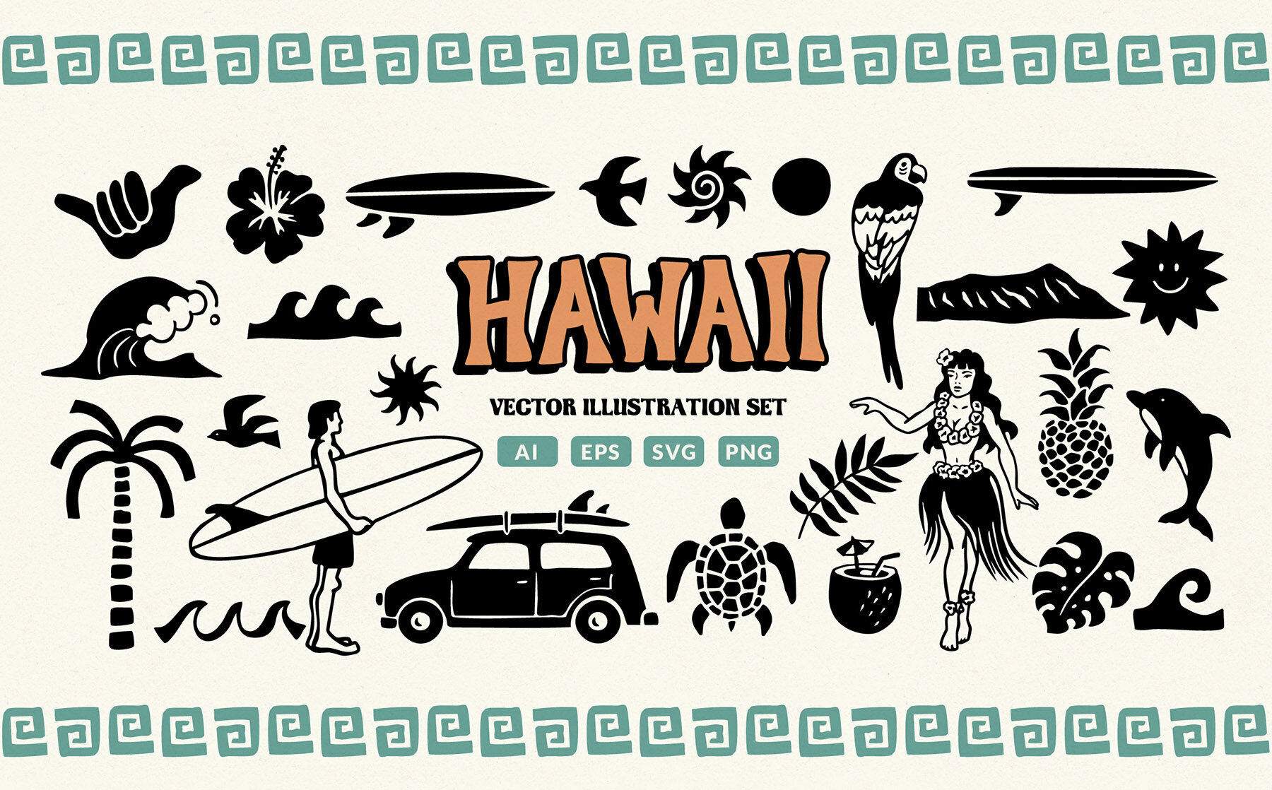 Hawaii Illustration Set 1