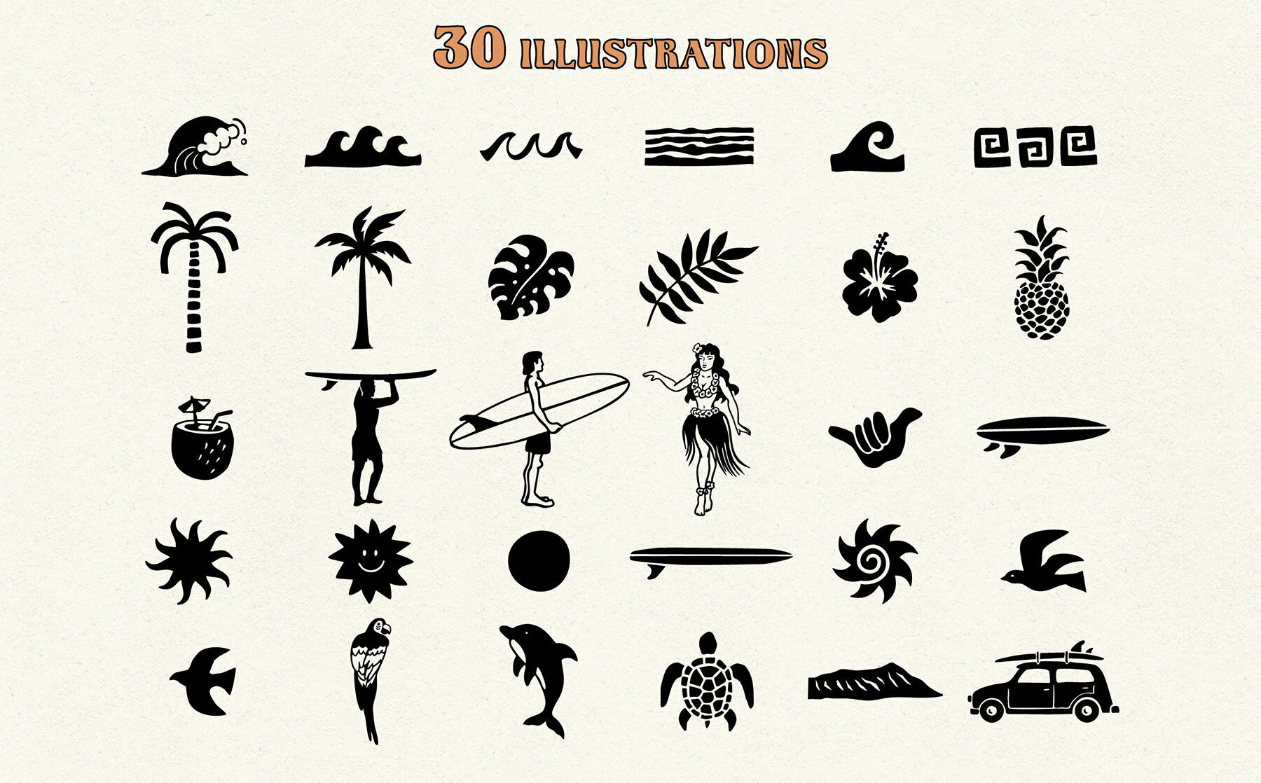 Hawaii Illustration Set 2