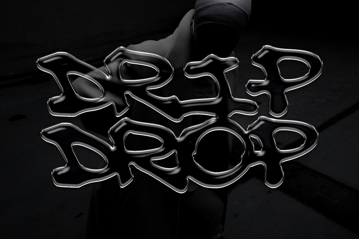 Liquid Glass Drip Text Effect     PSD Template 2